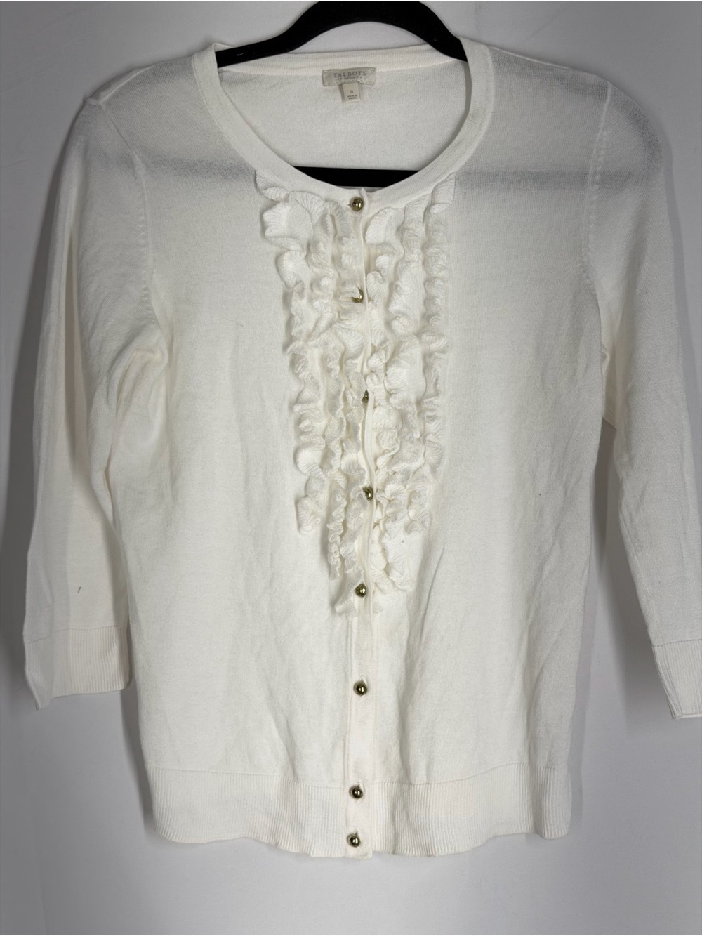 Talbots Cream Button-Front Knit Cardigan